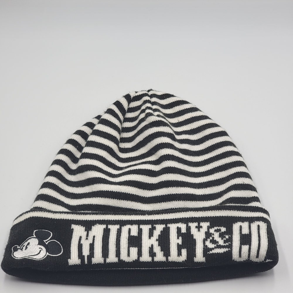 Y2K Disney Mickey Mouse Beanie Black White Stripes Forever 21 Store Exclusive